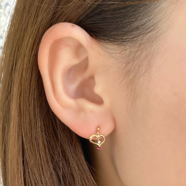 楽天市場】QIREINI H&C K10YG K10 10金 金 ダイヤモンド ルビーピアス 