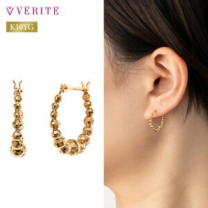 K10YG K10 10金 金 フープピアス (カットボール) アクセサリー レディース ジュエリー 119008060304