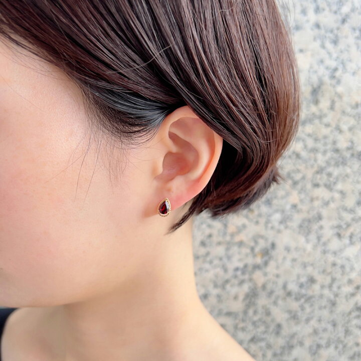 楽天市場】K10YG ガーネット ピアス アクセサリー レディース  