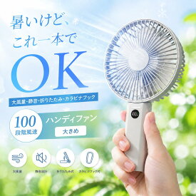 ハンディファン 大風量 手持ち扇風機 充電式3600mAh 風量100段階 カラビナ付 多機能 ビックサイズ ハンディファン 2026 手持ち おしゃれ 静か 3way 卓上扇風機 アウトドア スタンド 掛け 折りたたみ コードレス 持ち運び
