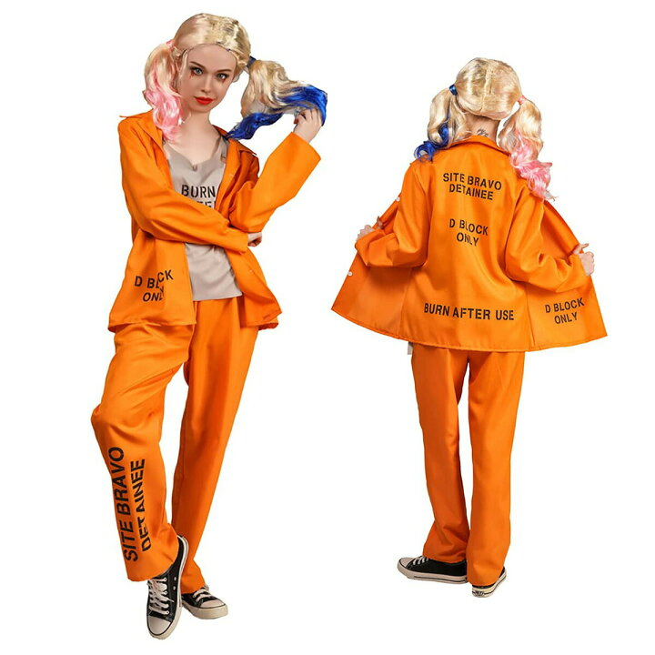 楽天市場 Veroman レディース 囚人服 オレンジ プリズナー コスプレ ハロウィン パーティー イベント 衣装 仮装 コスチューム 大人 囚人 オレンジ Veroman