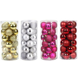 VeroMan キラキラ輝く クリスマス ボール オーナメント 3種類セット 24個入り おしゃれで華やかな装飾デコレーション
