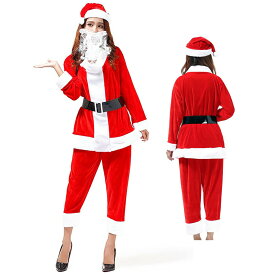 VeroMan 男女兼用 サンタ コスプレ サンタクロース 大きいサイズ クリスマス コスチューム 衣装 5点セット