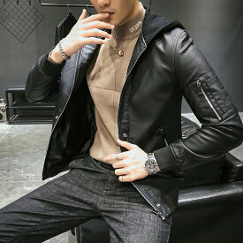 楽天市場 フード付きレザージャケット メンズの通販