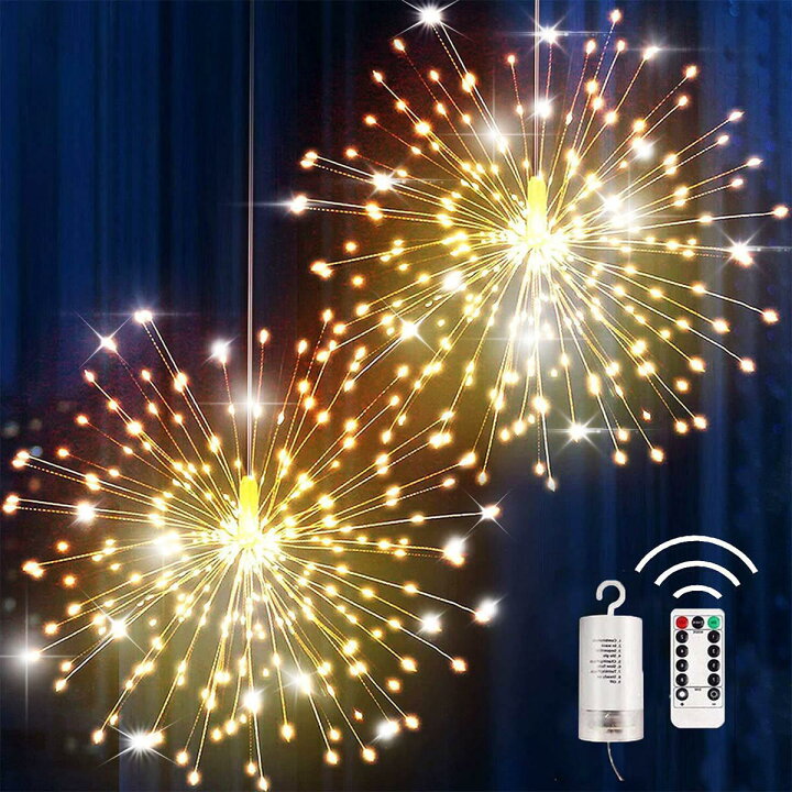 楽天市場 1電球 Veroman 花火ライト Ledライト ストリングライト イルミネーション 線香花火 電飾 リモコン付き 照明 8モード 調整可 3個セット Veroman