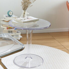 VeroMan ラウンドテーブル サイドテーブル 円形 丸型 透明 クリア アクリル クリスタル カフェテーブル ナイトテーブル 韓国クリア家具 韓国インテリア 幅48cm 高さ48cm