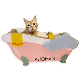 VeroMan 猫爪とぎ キャット爪とぎ 猫 つめとぎ バスタブ型 お風呂型 猫ソファー ダンボール お手入れ かわいい ひよこ付き