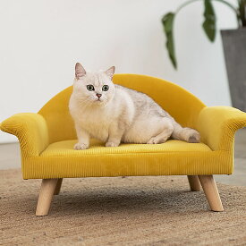 [イエロー] VeroMan 猫 犬 ソファー ベッド ペットソファー ペットベッド 足付き ふわふわ 安定 リラックス 北欧 インテリア 幅67cm