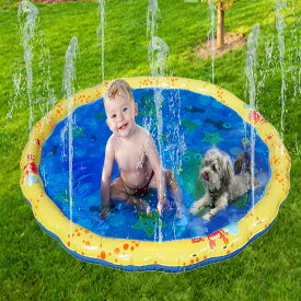 VeroMan 幼児用 プール 直径100cm 噴水 ホースに繋ぐだけ 水遊び プレイマット 庭 シャワー 子供用