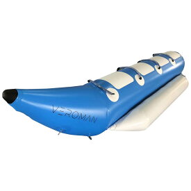 [4人乗り] VeroMan バナナボート ブルー トーイングチューブ インフレータブル ロープ付き [ブルー×ホワイト]