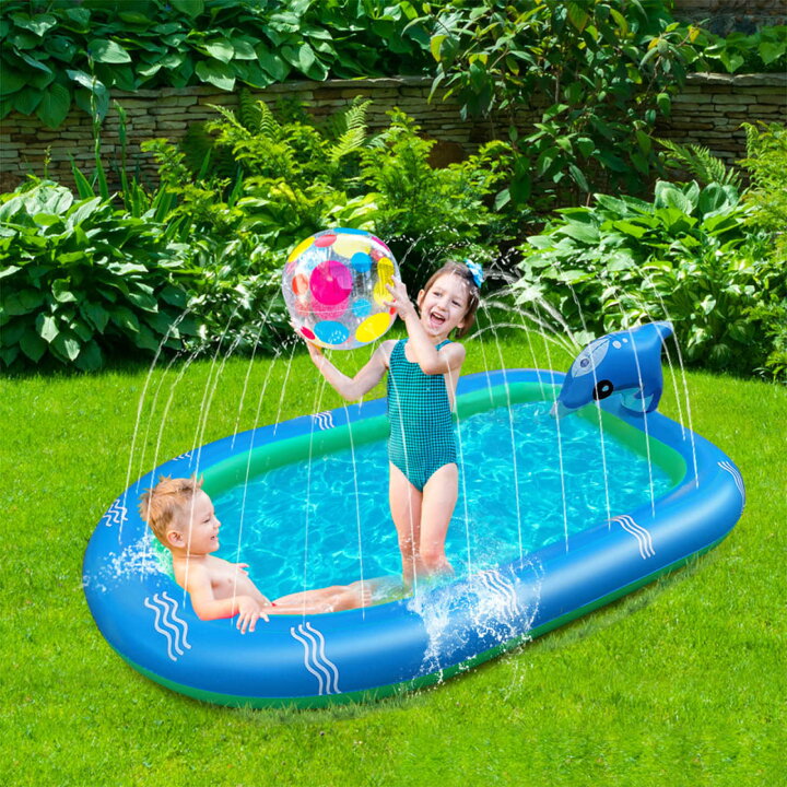 楽天市場 110cm Veroman 子供用 プール イルカの噴水プール ホースに繋ぐだけ 水遊び 親子水遊び S Veroman