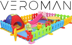 VeroMan キッズサークル キッズパーテーション プレイルームの柵 子供用 保育園 幼稚園 ジョイント式 折りたたみ 安全 扉ロックパステル パネル×9 扉パネル×1