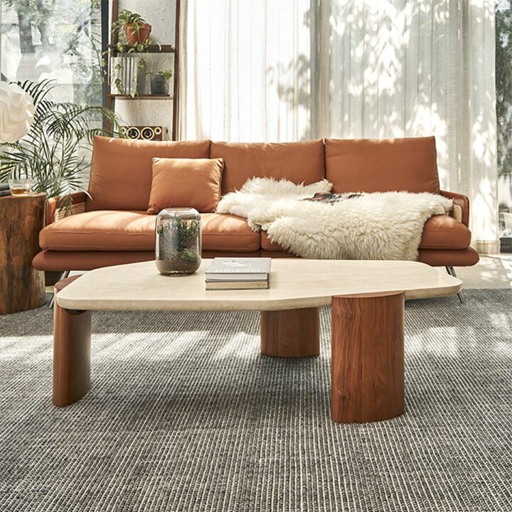 楽天市場】VeroMan モダン 木製 ローテーブル ナチュラルウッド  