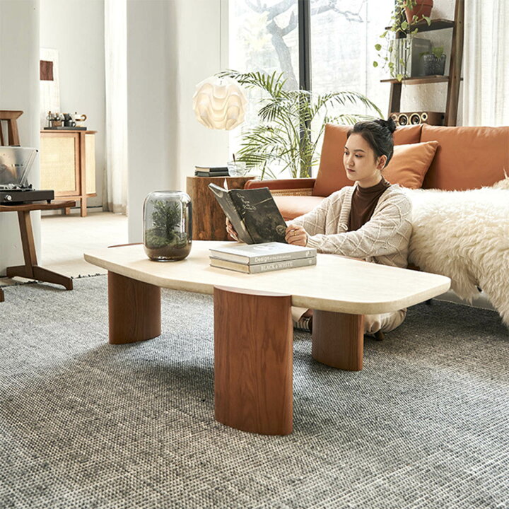 楽天市場】VeroMan モダン 木製 ローテーブル ナチュラルウッド  