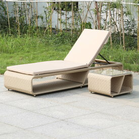 [1脚 + サイドテーブル] VeroMan ベッドソファ サイドテーブル セット クッションあり プールサイドベッド グランピング 屋外 プールサイド 韓国インテリア