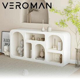 [120cm] VeroMan シェルフ ホワイト 白 収納ラック ディスプレイ 横置き 棚 キャビネット シンプル デザイン 韓国インテリア [幅120cm 高さ75cm 奥行30cm]