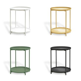 [2段] VeroMan サイドテーブル スチール 軽い 丸い トレイテーブル ベッドサイド ソファサイド テーブル カフェ モノトーン 快適な空間に 韓国インテリア 家具