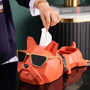 VeroMan ティッシュケース 犬 フレンチブルドック 小物置き 鍵置き オブジェ シンプル ポリゴン モダン レトロ 韓国インテリア