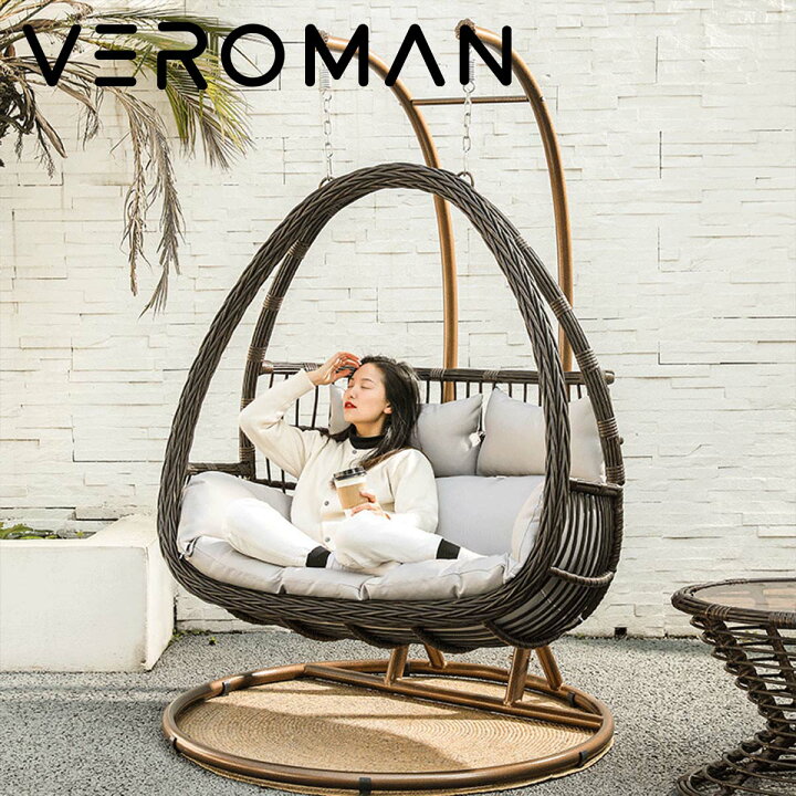 楽天市場】[2人用] VeroMan 包み込むような形状の卵型吊り椅子 厚手の 