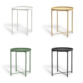 [1段] VeroMan サイドテーブル スチール 軽い 丸い トレイテーブル ベッドサイド ソファサイド テーブル カフェ モノトーン 快適な空間に 韓国インテリア 家具