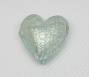 ベネチアンビーズ 横穴ハートグランデ ホワイトゴールド/アクアマリーナキアリッシマ ビーズストーン ハンドメイド アクセサリーパーツ