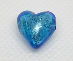 ベネチアンビーズ 横穴 ハート ピッコロ ホワイトゴールド/アクアマリーナ ビーズストーン ハンドメイド アクセサリーパーツ