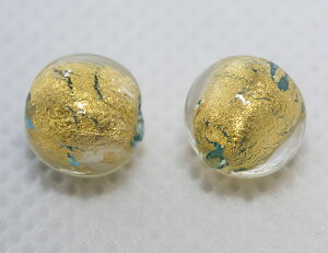 ベネチアンビーズ トンド 8ミリ オロロット アクアマリーナ 2個入り アクセサリーパーツ ビーズストーン