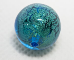 ベネチアンビーズ トンド 14ミリ ゴールド/アクアマリーナ アクセサリーパーツ ビーズストーン