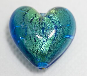 ベネチアンビーズ ハートグランデ ゴールド/アクアマリーナ 20ミリ アクセサリーパーツ ビーズストーン