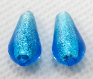 ベネチアンビーズ ミニゴッチャ ホワイトゴールド/アクアマリーナ 2個入り アクセサリーパーツ ビーズアクセサリー