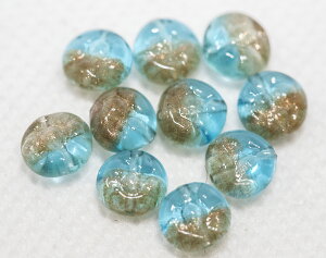 ベネチアンビーズ スキアッチャティーナ アヴェントゥリーナ/ライトアクアマリーナ 10個入り マシンメイド アクセサリーパーツ ビーズ