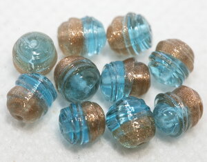 ベネチアンビーズ オセアニカ アヴェントゥリーナ/アクアマリーナ 10個入り マシンメイド アクセサリーパーツ ビーズパーツ