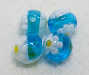 ベネチアンビーズ マルゲリータ アクアマリーナ 6ミリ 4個入り ビーズパーツ アクセサリーパーツ