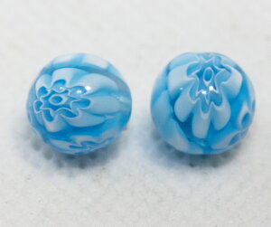 ベネチアンビーズ モレッティ アクアマリーナ 9ミリ 2個入り ビーズパーツ アクセサリーパーツ