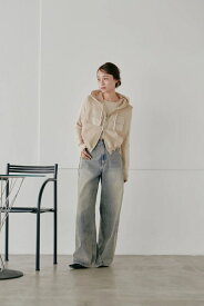 SERVICE PRICE 30割【Hella】ヘラ CUT OFF DENIM PANTS | レディース デニム パンツ デニムパンツ カットオフ カットオフデニム ワイド ワイドデニム ストレート ストレートデニム ワイドストレートデニム ヴィンテージ ヴィンテージデニム シンプル ブランド