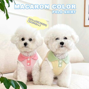 マカロンポロシャツ風デザイン♪ ドッグウエア タンクトップ 冷感 犬服 犬 ペット用品 夏 小型犬 ひんやり 涼しい サラサラ ストレッチ 着やすい お散歩 お出かけ 犬服 ウェア 男の子 女の子