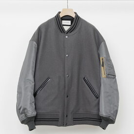 MARKAWARE マーカウェア VARSITY JACKET BLUE GRAY ORGANIC WOOL MELTON スタジャン MA-1 ミリタリージャケット メンズ ファッション 冬