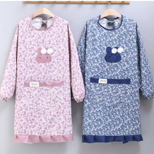 割烹着 おしゃれ エプロン 袖付き れ かっぽう着 レディース 葉っぱ柄 ポケット付き 長袖 保育士 北欧 料理教室 20代 30代 40代 家事 キッチン