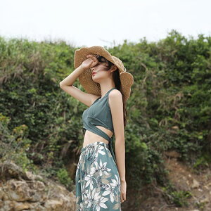 水着 3点セット レディース 水着 花柄 ビキニ セット 水着 体型カバー タンキニ Vネック ブラ スカパン ショーパン ワイドパンツ ママ水着 ボタニカル柄 水着 ビーチウェア リゾート 海外旅行