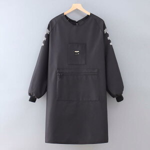 フリース 袖カバー あったか 撥水 長袖エプロン 冬用エプロン 割烹着 防水 裏ボア 裏フリース 大きなポケット 冬 あたたかい 袖口リブ 腕カバー かっぽうぎ かっぽう着 袖付 冬 あたたかい