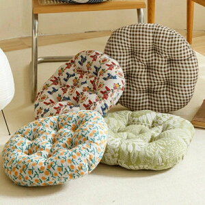 座布団 丸型 クッション 円座 フロアクッション 厚め 綿麻風 シートクッション チェアパッド 高反発 円形 ダイニングチェア用 椅子 ソファ チェア リビング 座り心地 オールシーズン おしゃ