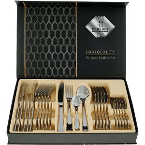 24本セット 6人用 カトラリーセット ステンレス製 スプーン フォーク ナイフ ディナースプーン 西洋食器セット 北欧 高級 クチポール風 オシャレ 衛生 カトラリー ディナーセット キッチン用