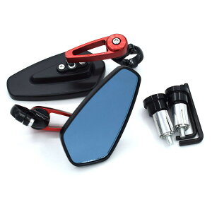 汎用 防眩 アルミ バーエンドミラー バイク 左右セット 自転車 オートバイ 防眩鏡 防眩ミラー ロードバイク 360度 角度調整 父の日