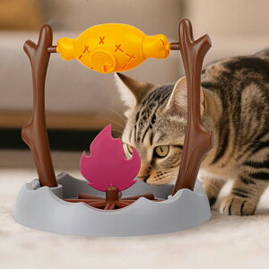 面白い 猫 おもちゃ 焼肉型 餌入れ おもちゃ 360°回転 おやつ入れ 給餌器 知育玩具 ペット知育 餌やり機 早食い防止 ストレス発散 運動不足解消 エサ えさ IQ訓練 お留守番玩具 留守番対応 訓