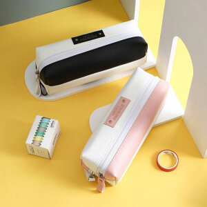 おしゃれ 大容量 化粧ポーチ シンプル 筆袋 筆筒 筆箱 小物入れ かわいい 小学校 中学 高校 大きめ ダブルファスナー