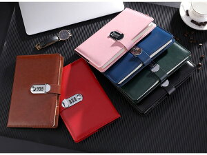 手帳 メモ帳 ビジネス手帳 A5 ダイヤルロック付き ペンホルダー付き 日記帳 ノート レザー調 フェイクレザー 文具 ステーショナリー スケジュール管理 雑貨 高級感 おしゃれ 就職祝い 贈り物