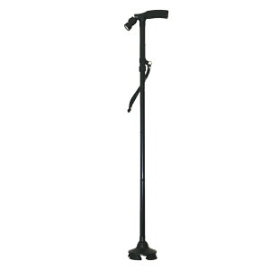 杖 ステッキ 4点杖 折り畳み式 ストラップ付き LEDライト搭載 男女兼用 シニア 長さ調整可能 軽量 コンパクト 滑り止め T時グリップ 握りやすい アウトドア 登山 ウォーキング 散歩 シンプル