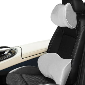 シートクッション ネックパッド 腰枕 首枕 車用 車載 2点セット ネックピロー 旅行 運転 低反発 ランバーサポート ヘッドレスト ドライブ 長時間 腰当て 首当て カーシート 助手席 運転席 オ