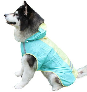 レインコート 犬の服 犬服 雨服 雨具 フード付き ドッグウェア 中型犬用 大型犬用 反射テープ 防水 梅雨対策 お出かけ 濡れない 着せやすい