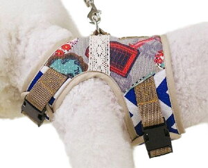 ハーネス リード セット イヌ用 犬用 わんちゃん 胴輪 ベスト風 マジック テープ お出掛け お散歩 ドット 水玉 おしゃれ かわいい イヌ用品 ペットグッズ 外出グッズ